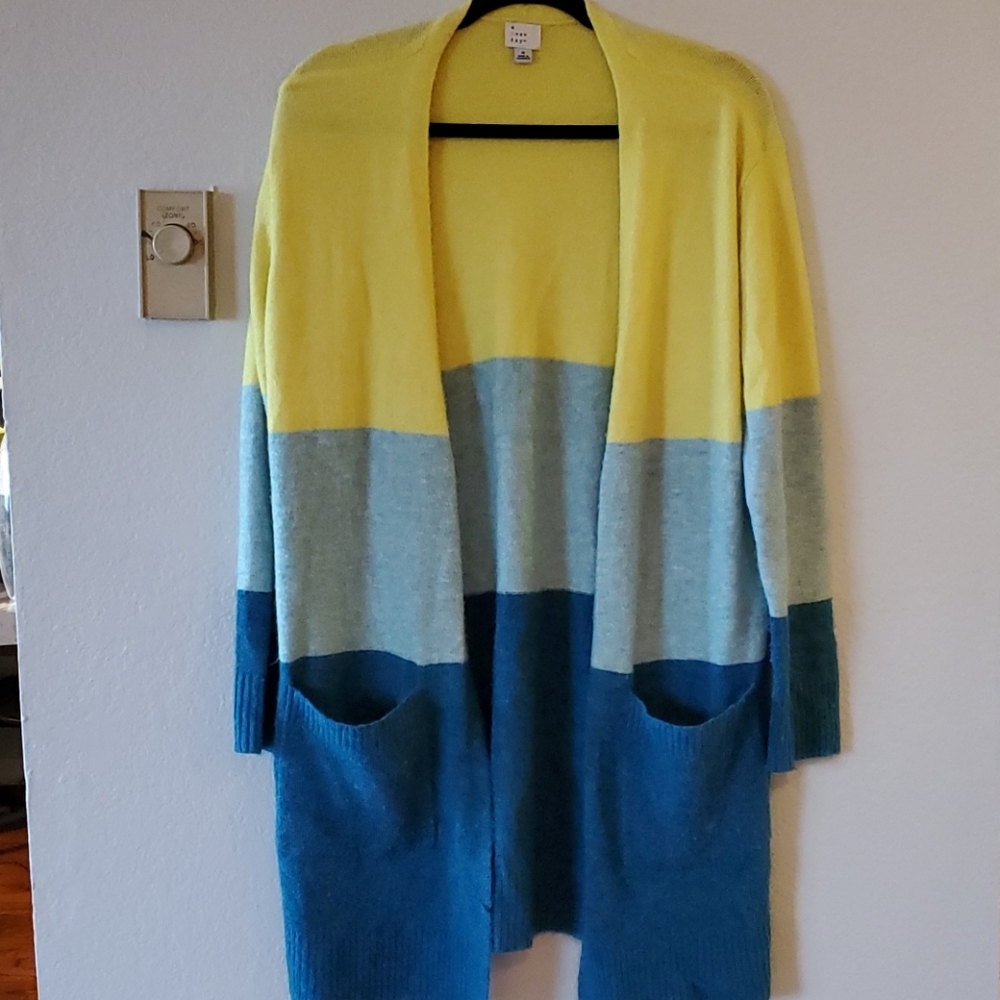 Womens color block duster cardigan